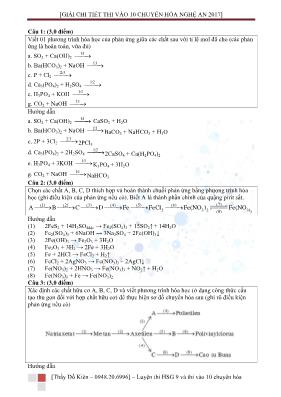 Đề thi vào Lớp 10 THPT chuyên Hóa học tỉnh Nghệ An năm 2017 (Có lời giải chi tiết)
